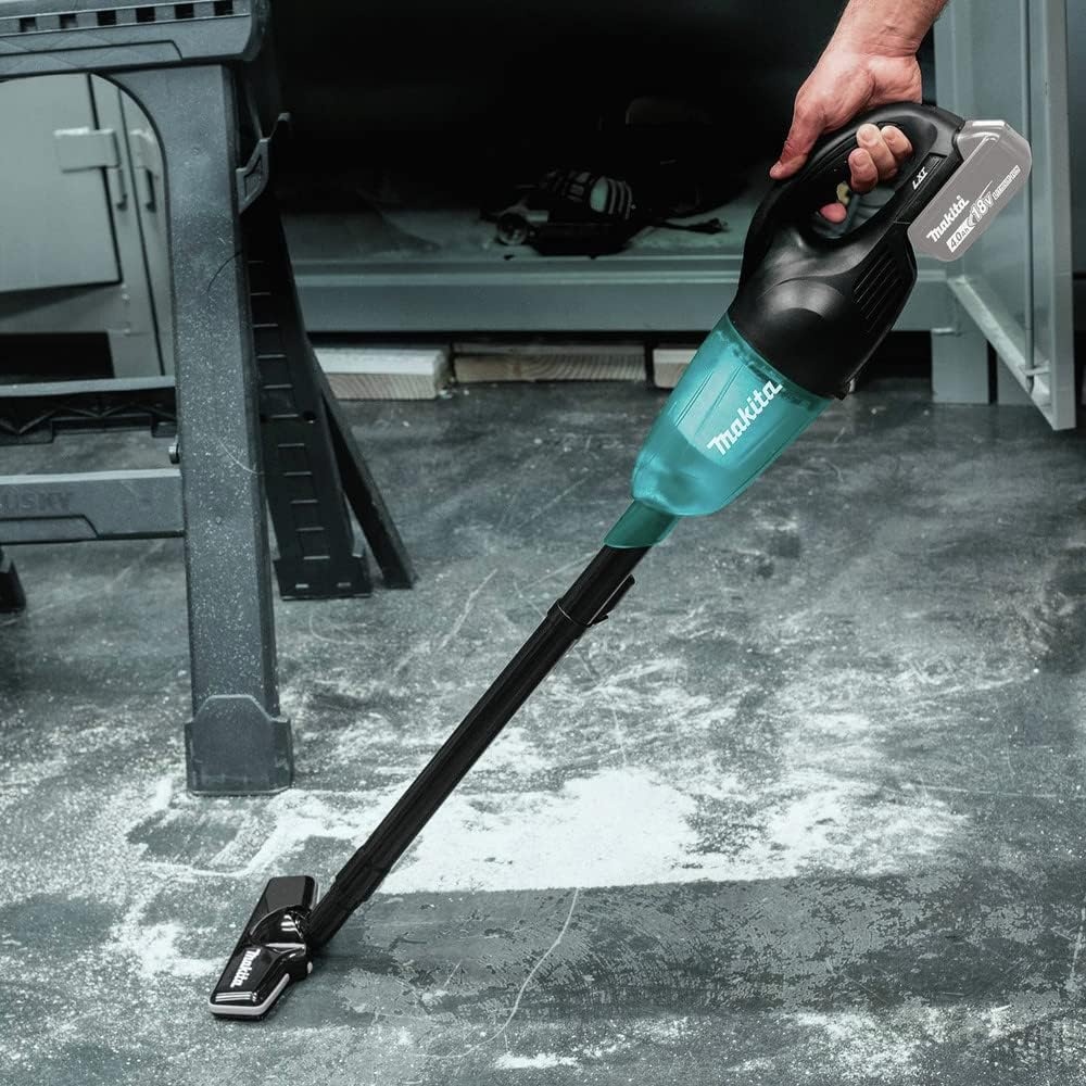 image:imageMakita XLC02R1B 18V LXT LithiumIon Compact Cordless Vacuum Kit 20Ah BlackGreenish Blue Compact Lightweight Strong Suction Bagless Collection System Rechargeable Power Source Convenient Portable CleaningBare Tool