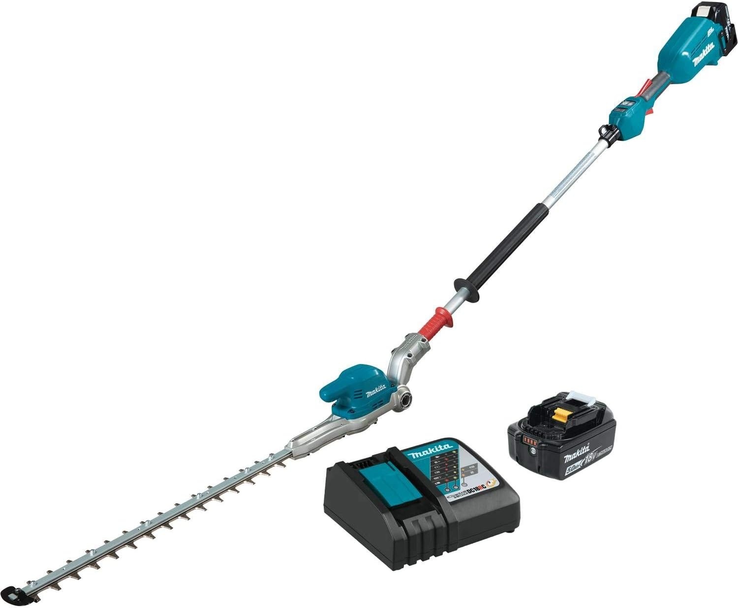 image:imageMakita XNU01T LithiumIon Brushless Cordless 18V LXT 20 Articulating Pole Hedge Trimmer Kit 50Ah TealHedger Kit