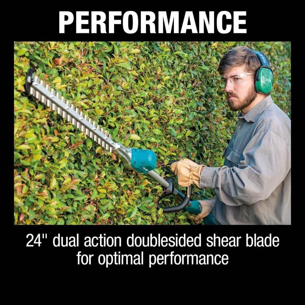 image:imageMakita XNU02T LithiumIon Brushless Cordless 50Ah 18V LXT 24 Pole Hedge Trimmer Kit TealPole Hedge Trimmer Kit