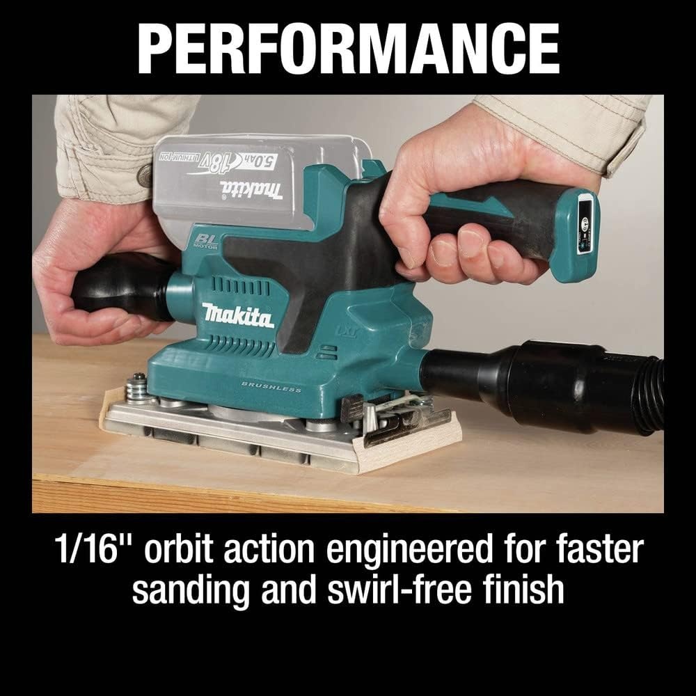 image:imageMakita XOB03Z 18V LXT LithiumIon Brushless Cordless 13 Sheet Finishing Sander AWS Capable Tool OnlySander Only