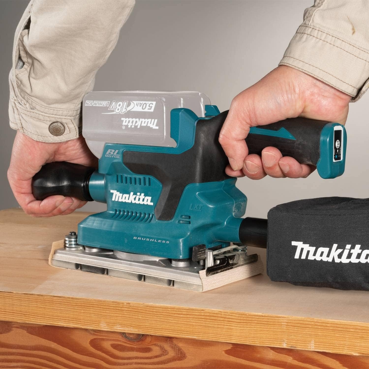 image:imageMakita XOB03Z 18V LXT LithiumIon Brushless Cordless 13 Sheet Finishing Sander AWS Capable Tool OnlySander Only