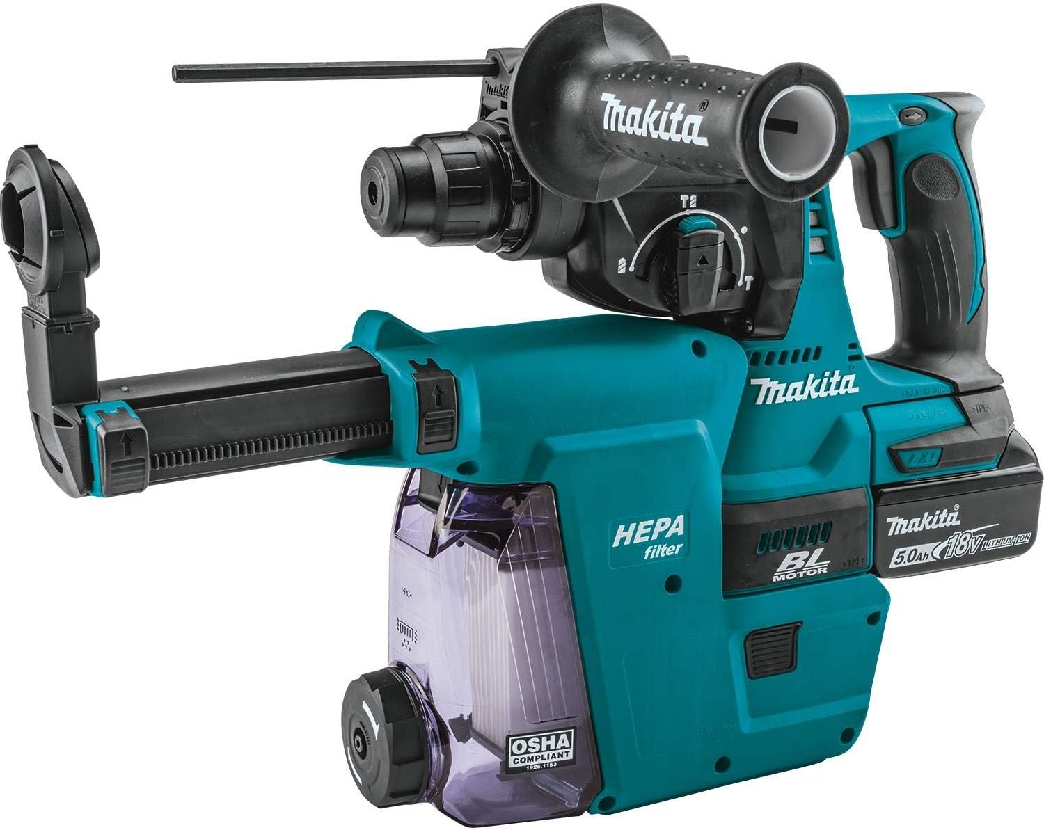 image:imageMakita XRH011TWX 18V LXT LithiumIon Brushless Cordless 1 Rotary Hammer Kit accepts SDSPLUS bits wHEPA Dust Extractor Attachment 50AhRotary Hammer