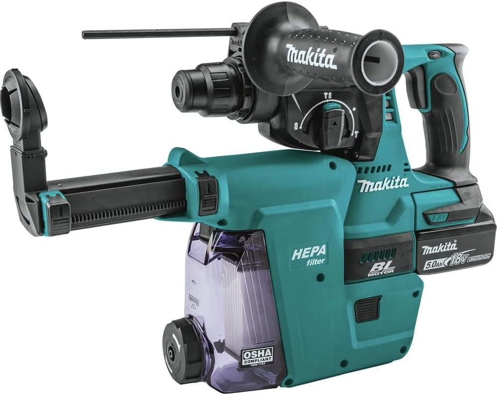 image:imageMakita XRH011TWX 18V LXT LithiumIon Brushless Cordless 1 Rotary Hammer Kit accepts SDSPLUS bits wHEPA Dust Extractor Attachment 50AhRotary Hammer