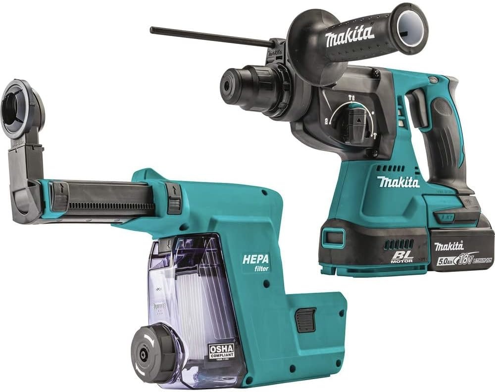 image:imageMakita XRH011TWX 18V LXT LithiumIon Brushless Cordless 1 Rotary Hammer Kit accepts SDSPLUS bits wHEPA Dust Extractor Attachment 50AhRotary Hammer