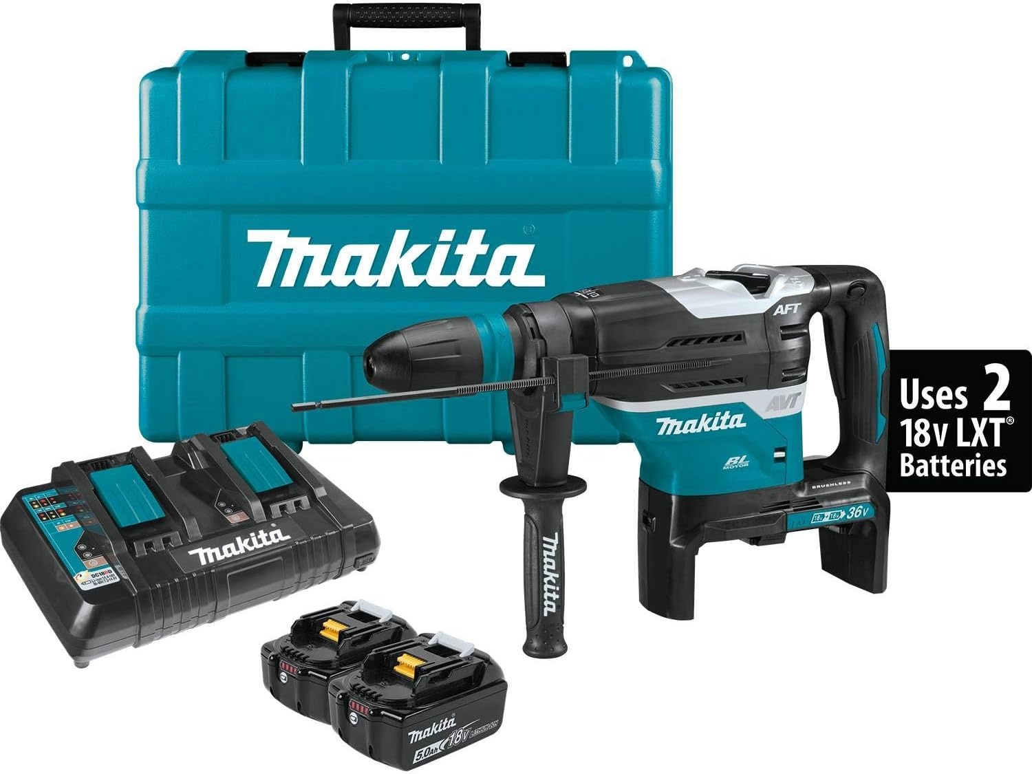 image:imageMakita XRH07ZKUN 36V 18V X2 LXT Brushless 1916 Advanced AVT Rotary Hammer SDSMAX AFT AWS Tool OnlyRotary Hammer Kit