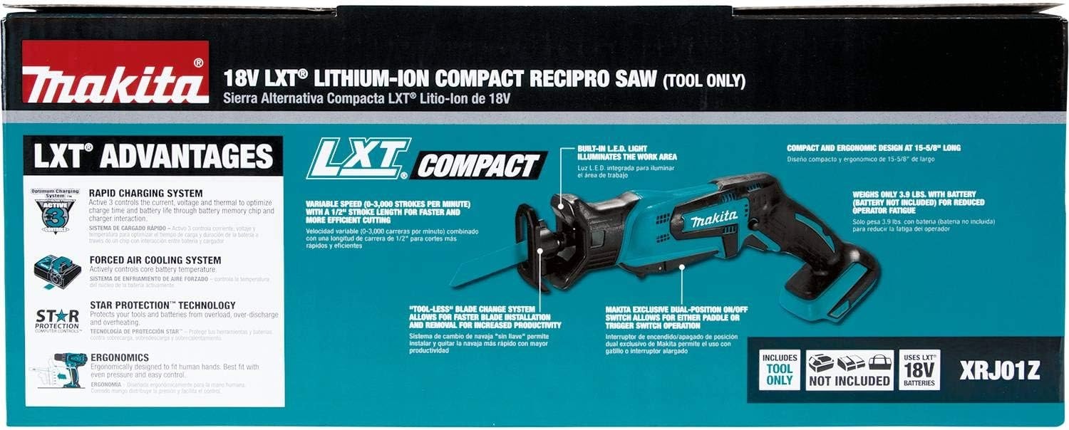 image:imageMakita XRJ01Z 18Volt LXT LithiumIon Cordless Compact Reciprocating Saw Tool Only No Battery Bare ToolTool Only