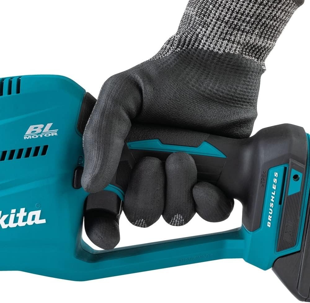image:imageMakita XRJ08Z 18V LXT LithiumIon Brushless Cordless Compact OneHanded Recipro Saw Tool Only 78 Stroke 03 100 Spm Compact OneHand Design Keyless SpringAssist Blade Ejection 1438 OverallRecipro Saw