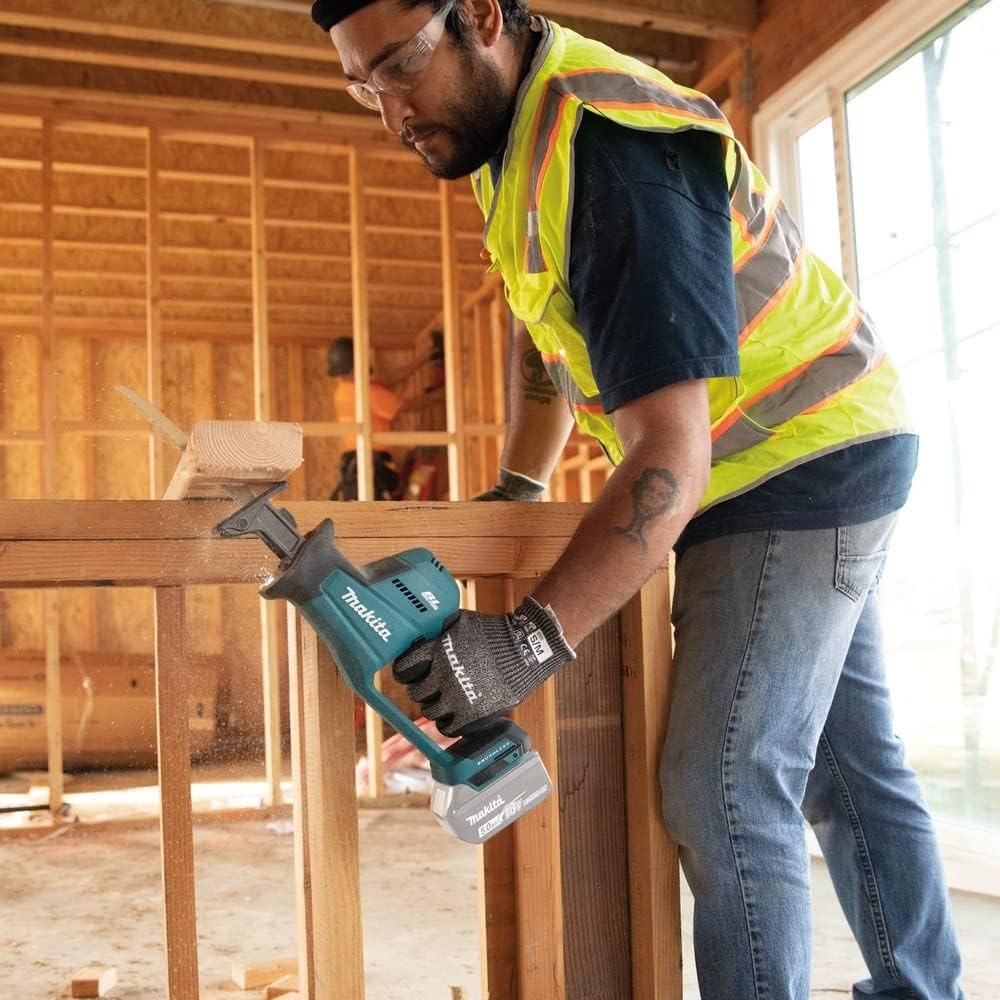 image:imageMakita XRJ08Z 18V LXT LithiumIon Brushless Cordless Compact OneHanded Recipro Saw Tool Only 78 Stroke 03 100 Spm Compact OneHand Design Keyless SpringAssist Blade Ejection 1438 OverallRecipro Saw