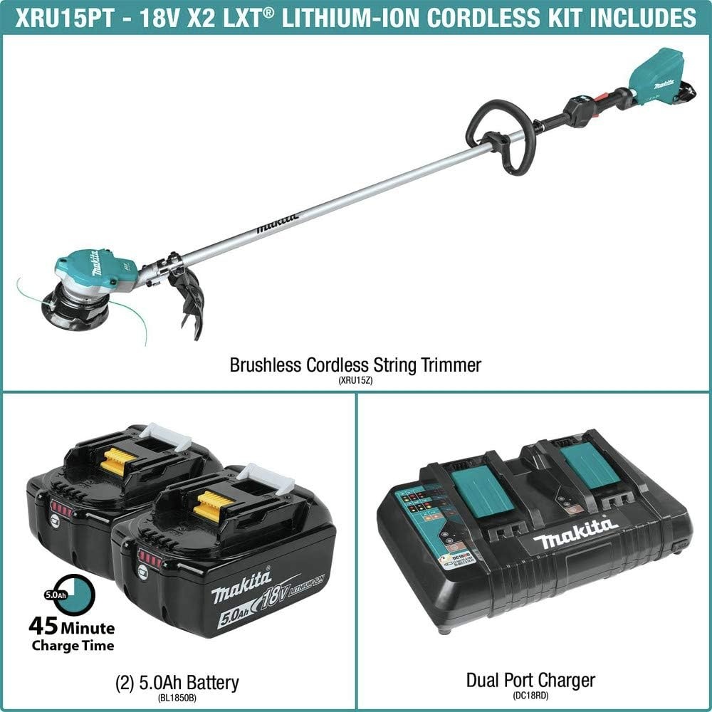 image:imageMakita XRU15PT 36V 18V X2 LXT Brushless String Trimmer Kit 50Ah 50AhTrimmer Kit