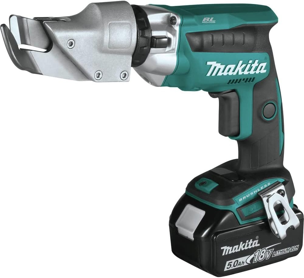image:imageMakita XSJ04T 18V LXT LithiumIon Brushless Cordless 18 Gauge Offset Shear Kit 50Ah