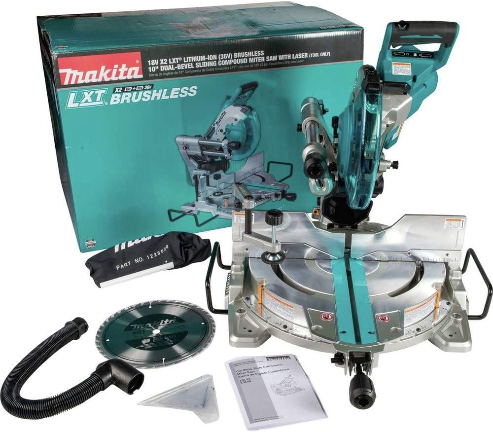 image:imageMakita XSL06Z 18V x2 LXT LithiumIon 36V Brushless Cordless 10 DualBevel Sliding Compound Miter Saw with Laser TOOL OnlyMiter Saw Only