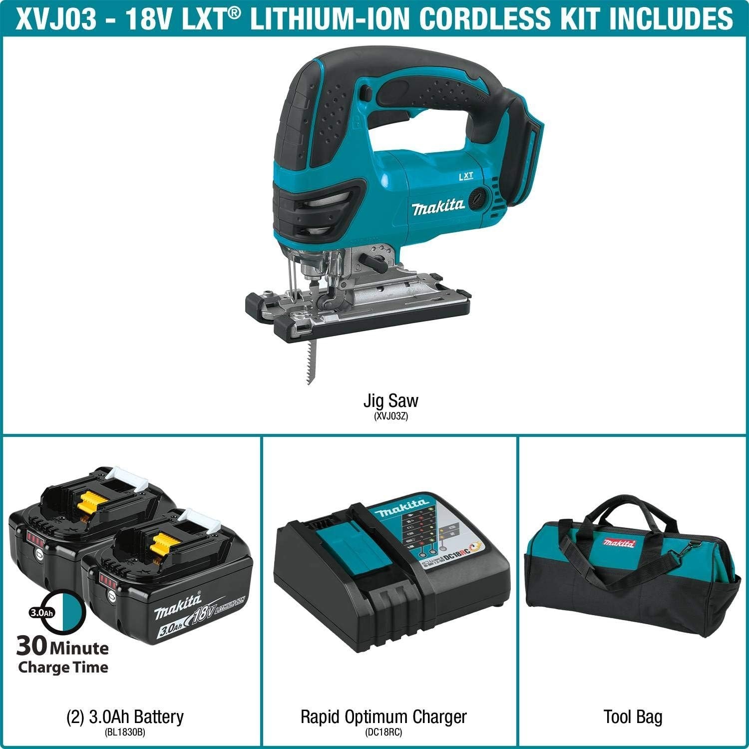 image:imageMakita XVJ03Z 18V LXT LithiumIon Cordless Jig Saw Tool OnlyKit