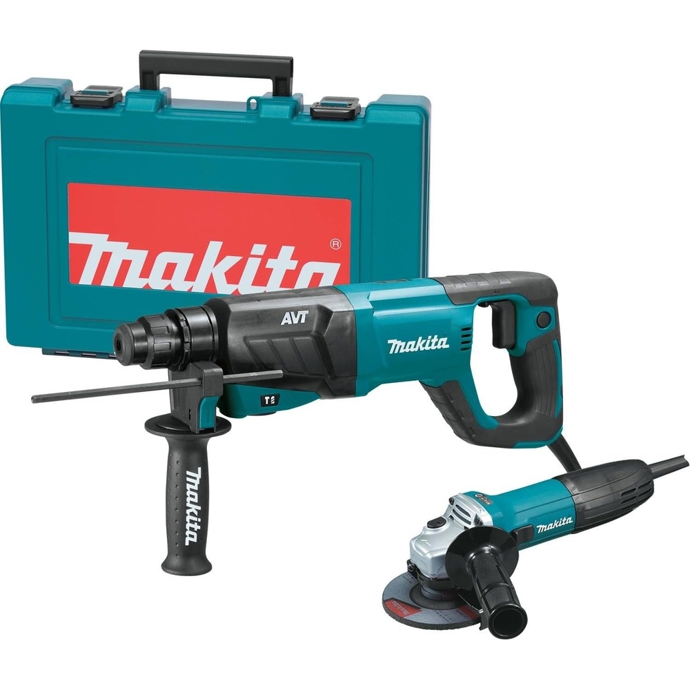 image:imageMakita HR2641X1 SDSPLUS 3Mode Variable Speed AVT Rotary Hammer with Case and 412 Angle Grinder 1