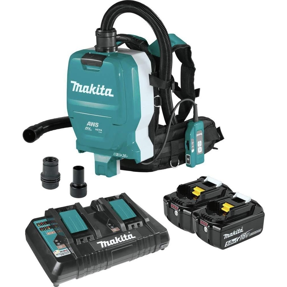 image:imageMakita XCV10PTX 18V X2 LXT LithiumIon 36V Brushless Cordless 12 Gallon HEPA Filter Backpack Dry Dust Extractor Kit AWS Capable 50AhDust Extractor Kit