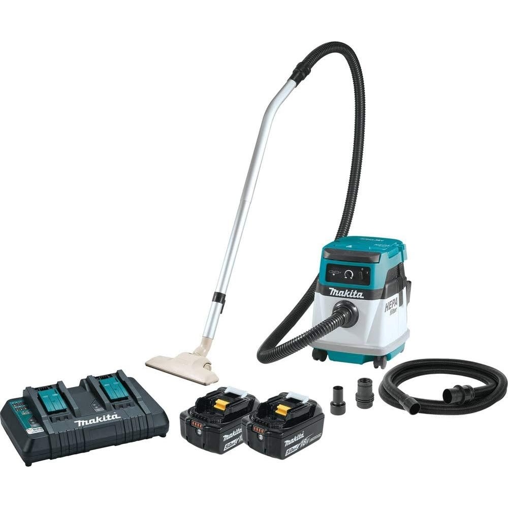 image:imageMakita XCV13PT 18V X2 36V LXT LithiumIon CordlessCorded 4 Gallon HEPA Filter Dry Dust ExtractorVacuum Kit 50AhDust Extractor Kit