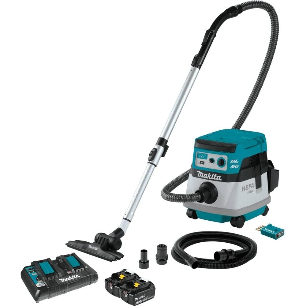 image:imageMakita XCV22PTU 36V 18V X2 LXT Brushless 21 Gallon HEPA Filter Dry Dust ExtractorVacuum Kit AWS 50Ah