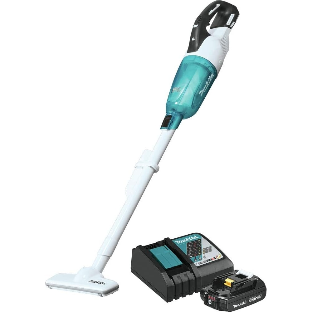 image:imageMakita XLC03R1WX4 18V LXT LithiumIon Compact Brushless Cordless Vacuum Kit Trigger WLock 20Ah WhiteWhite