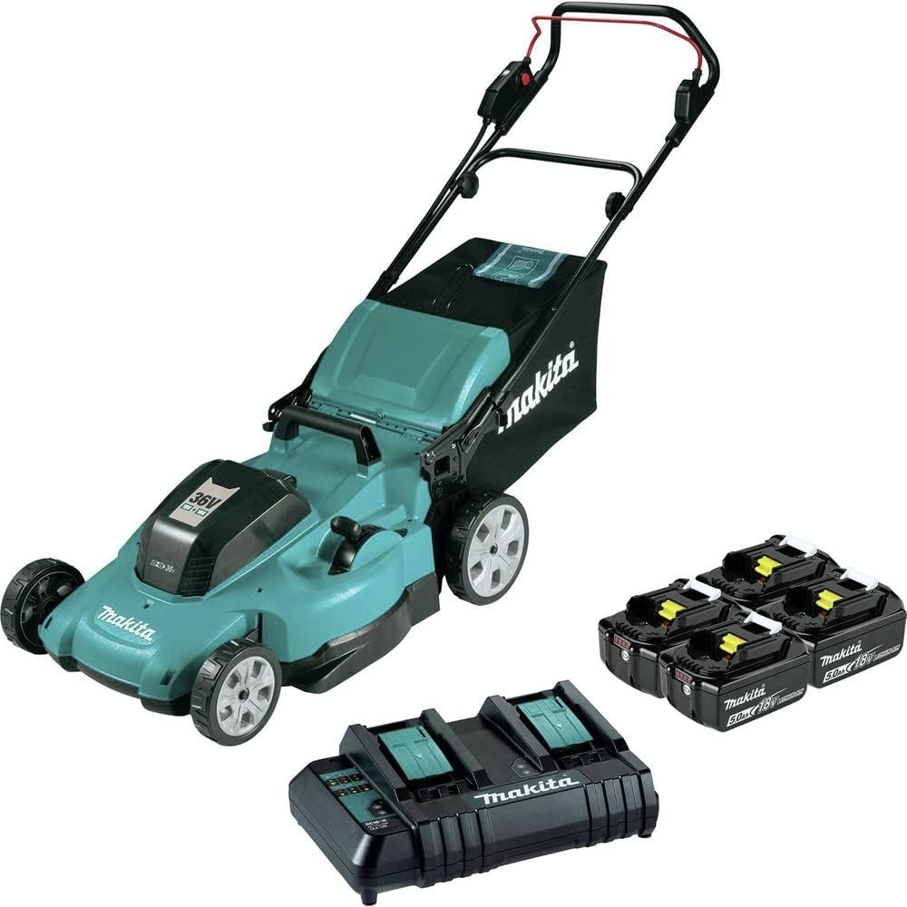 image:imageMakita XML10CT1 36V 18V X2 LXT 21 Lawn Mower Kit with 4 Batteries 50Ah