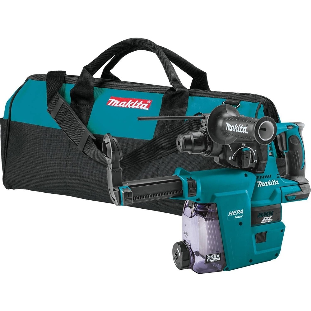 image:imageMakita XRH01ZWX 18V LXT LithiumIon Brushless Cordless 1 Rotary Hammer accepts SDSPLUS bits wHEPA Dust Extractor Attachment Tool OnlyHammer Only Dust Extraction