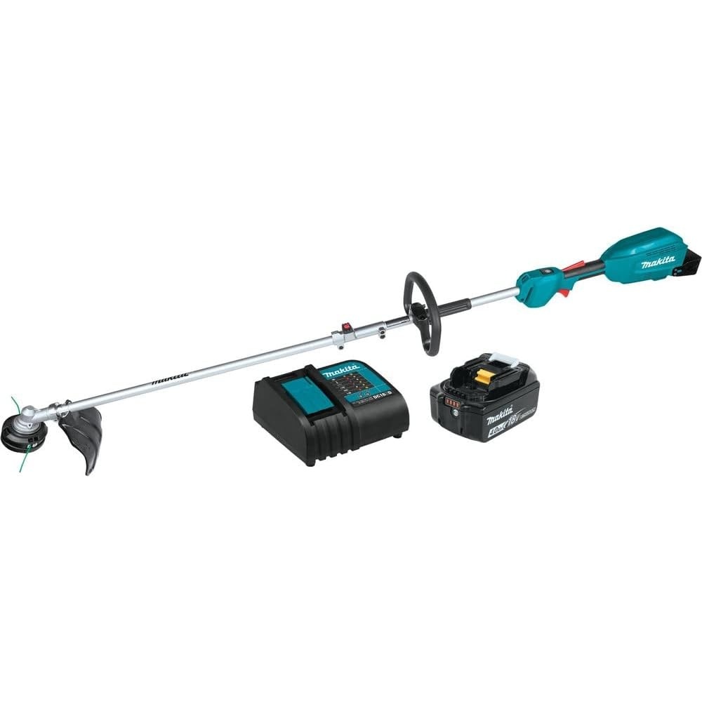 image:imageMakita XUX02SM1X1 18V LXT LithiumIon Brushless Cordless Couple Shaft Power Head Kit w 13 String Trimmer Attachment 40Ah  Power Head Kit with 13 In Trimmer Includes 40ah Battery and Charger Up to 7 000 Rpm 13 In Cutting Swath XptCouple Shaft Power Head Kit