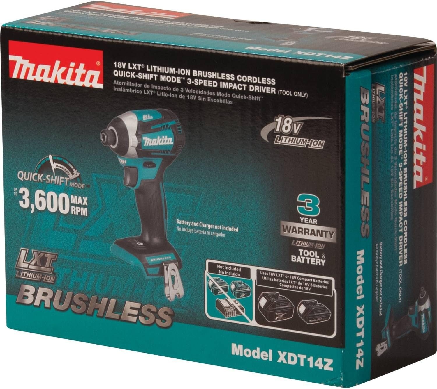 image:imageMakita XDT14Z 18V LXT LithiumIon Brushless Cordless QuickShift Mode 3Speed Impact Driver Tool Only