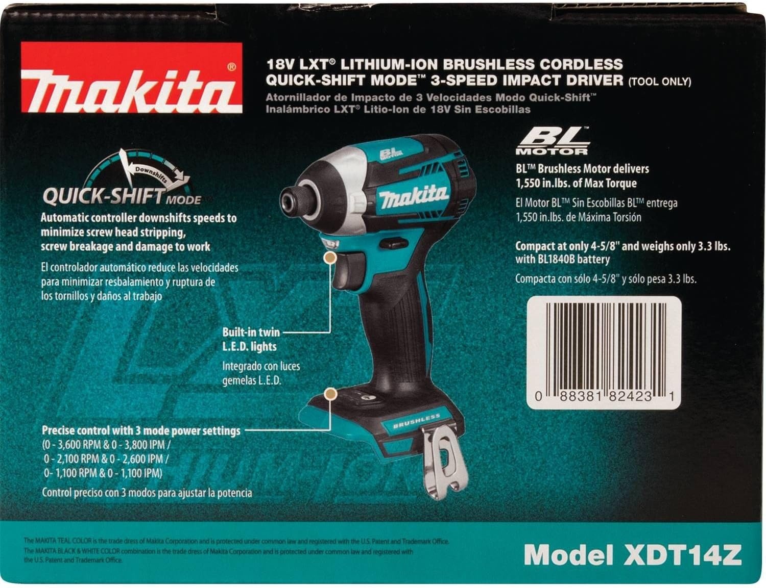 image:imageMakita XDT14Z 18V LXT LithiumIon Brushless Cordless QuickShift Mode 3Speed Impact Driver Tool Only