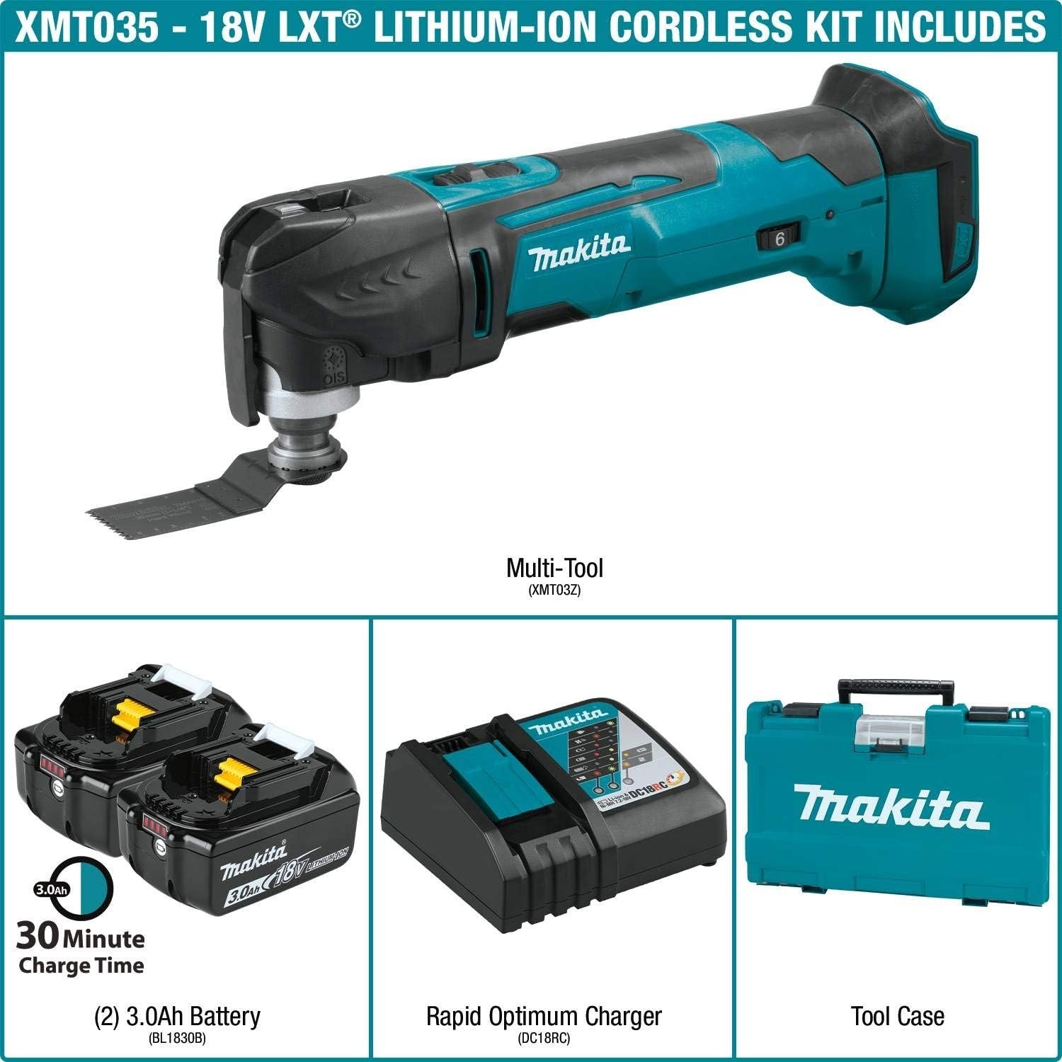 image:imageMakita XMT035 18V LXT LithiumIon Cordless MultiTool Kit 30Ah