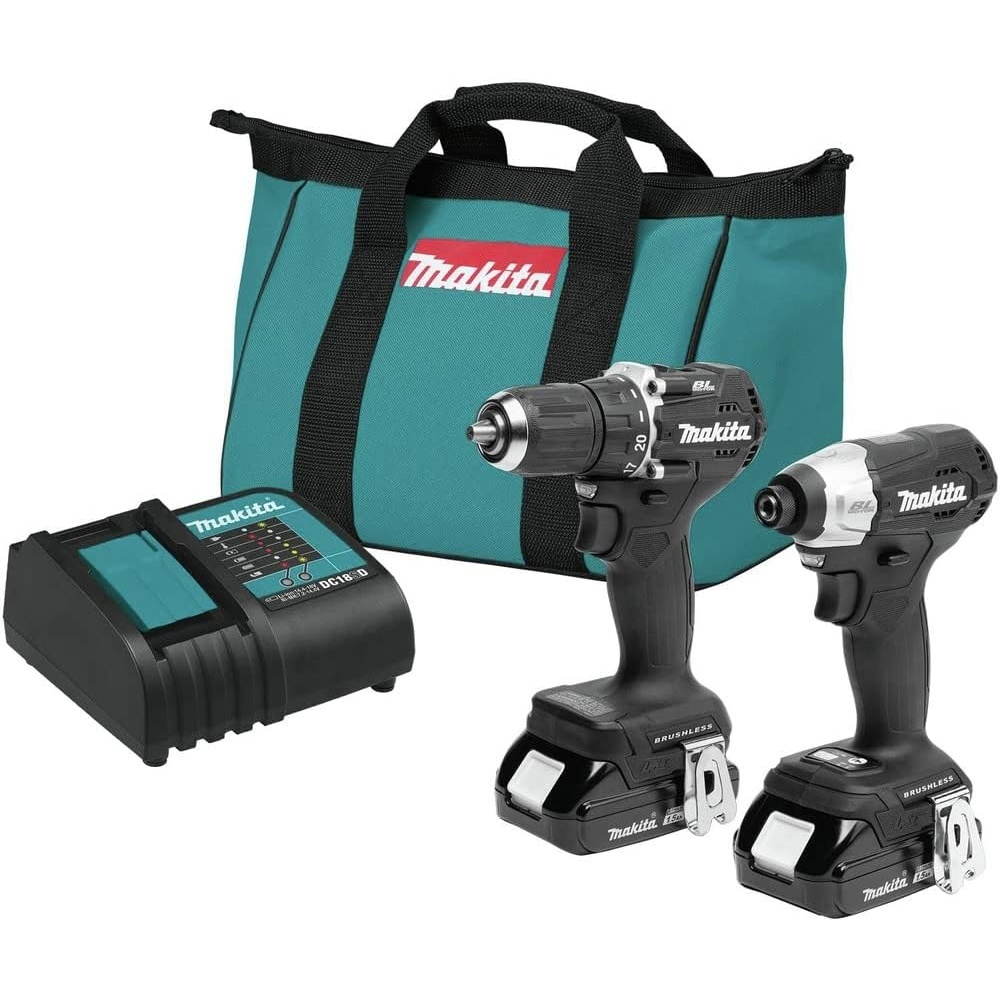 image:imageMakita CX203SYB 18V LXT LithiumIon SubCompact Brushless Cordless 2Pc Combo Kit 15Ah SubCompact Design Includes Drill Driver And Impact Driver Two 15AH Batteries Charger IncludedCombo Kit