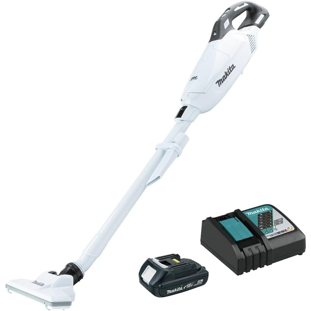 image:imageMakita XLC10R1W 18V LXT Lithiumion Compact Brushless Cordless 4 Speed Vacuum Kit wPush Button and Dust Bag 20Ah