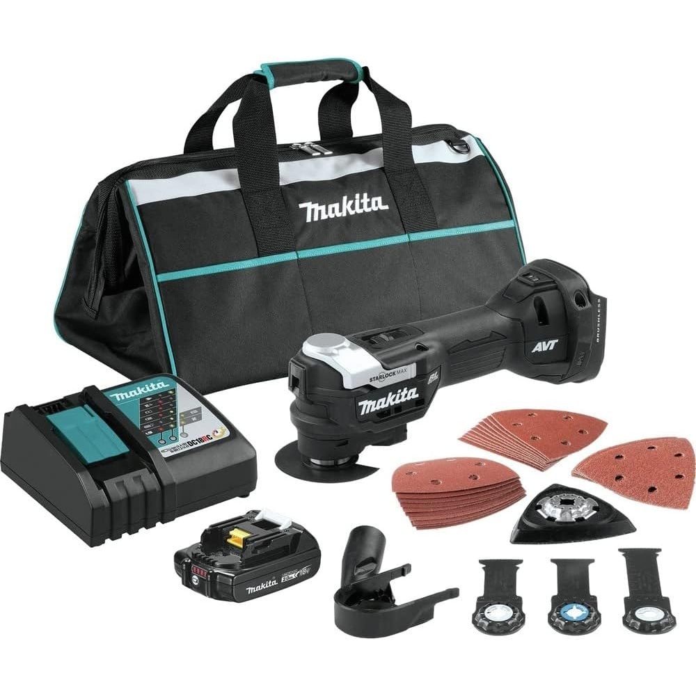 image:imageMakita XMT04R1B 18V LXT LithiumIon SubCompact Brushless Cordless StarlockMax Oscillating MultiTool Kit 20Ah