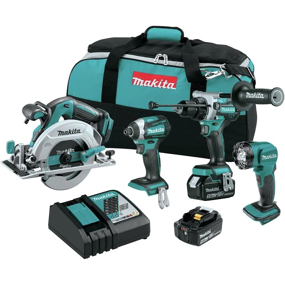 image:imageMakita XT452T 18V LXT LithiumIon Brushless Cordless 4Pc Combo Kit 50Ah Brushless motor 5000 RPM 160 lumensKit Only