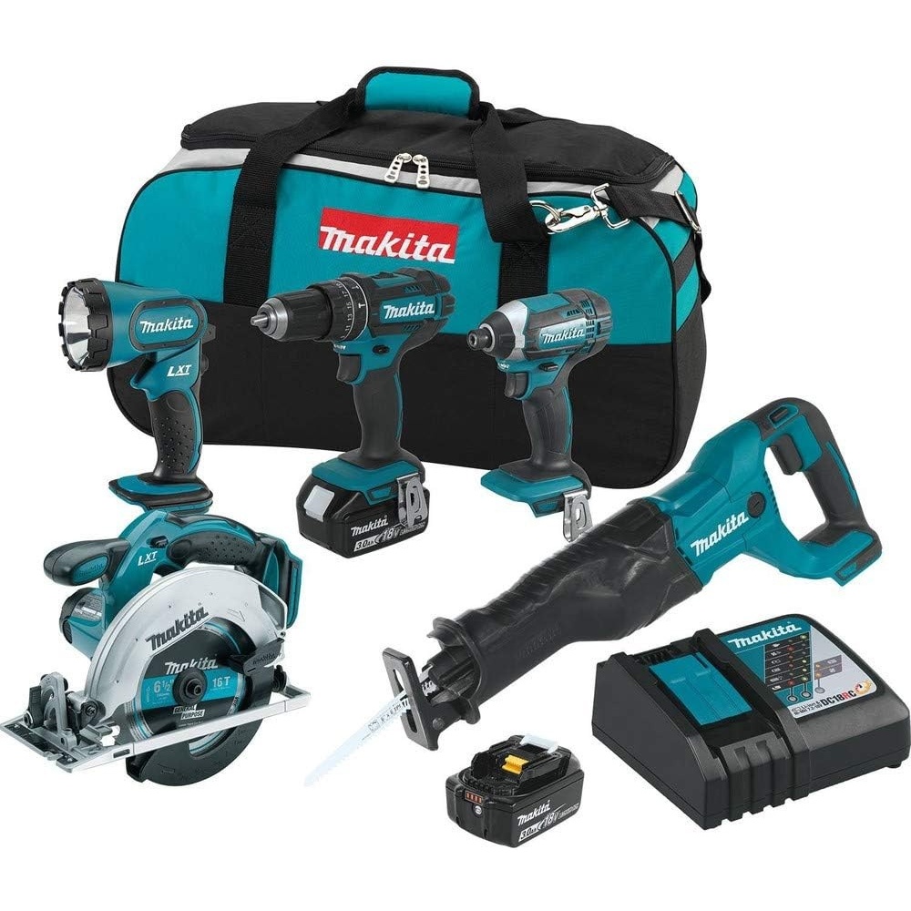 image:imageMakita XT505 18V LXT LithiumIon Cordless 5Pc Combo Kit 30Ah 18V LithiumIon 5 Power Tools Included Battery amp Charger Included ContractorGrade Performance Storage Bag IncludedCombo Kit